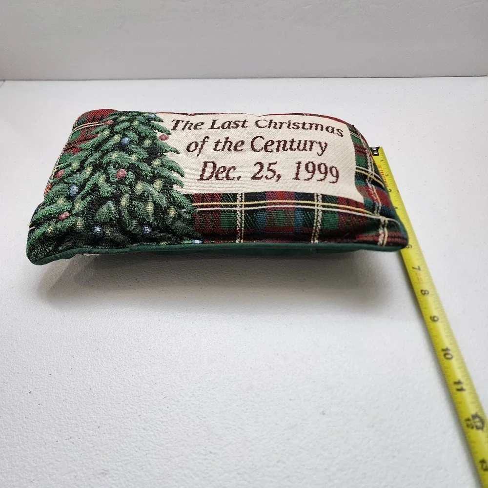 VTG Needlepoint Accent Pillow The Last Christmas Of The Century Dec 25, 1999